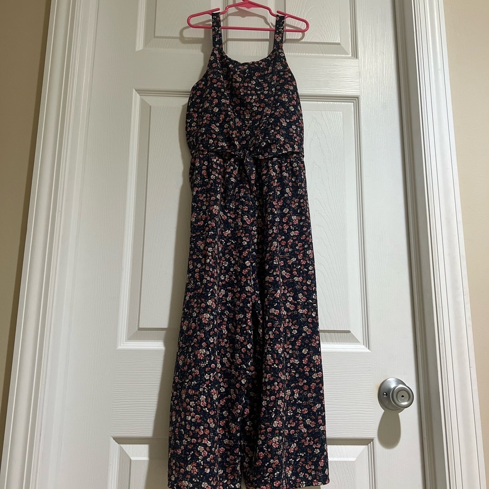 Knitworks Navy Pantsuit with Pink Floral Accents